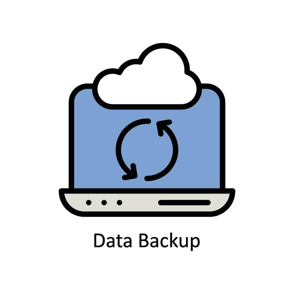 Data Backup vector Filled outline icon style illustration. EPS 10 File