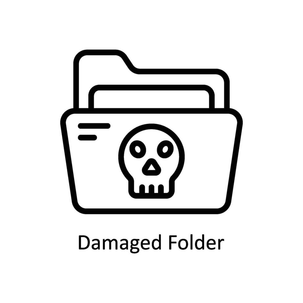 Damaged Folder vector  outline icon style illustration. EPS 10 File
