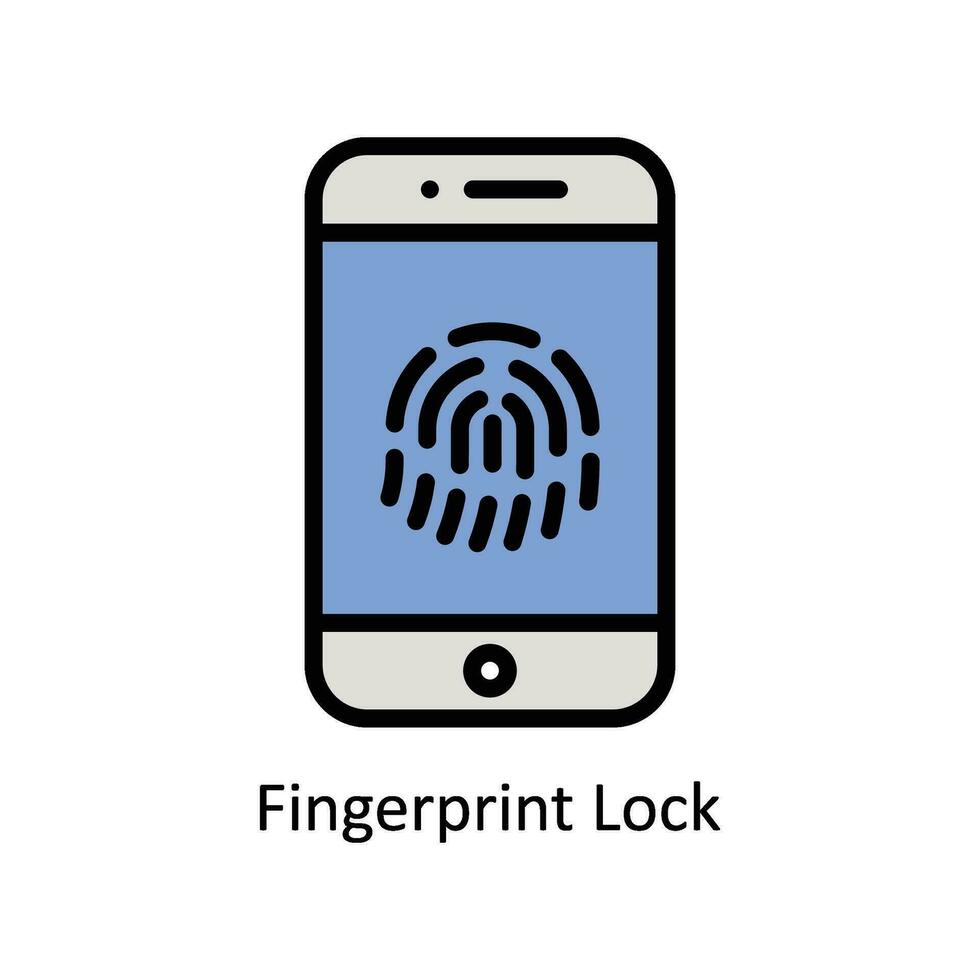 Fingerprint Lock   vector Filled outline icon style illustration. EPS 10 File