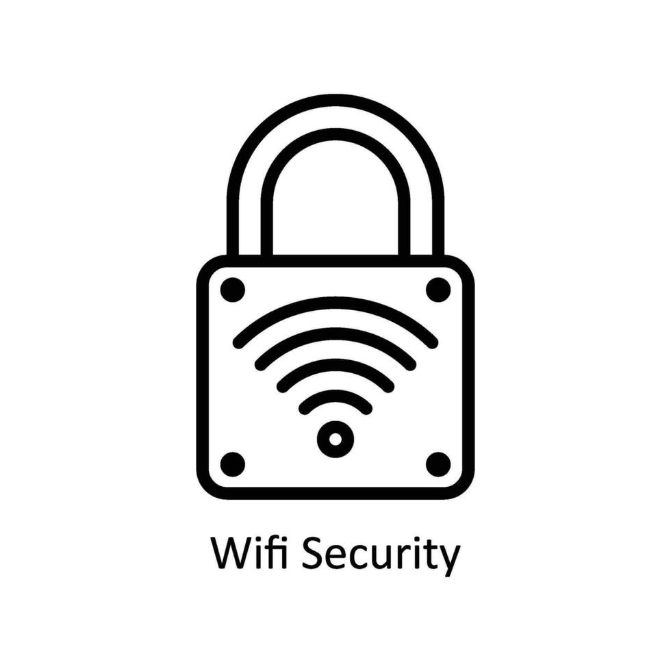Wifi seguridad vector contorno icono estilo ilustración. eps 10 archivo