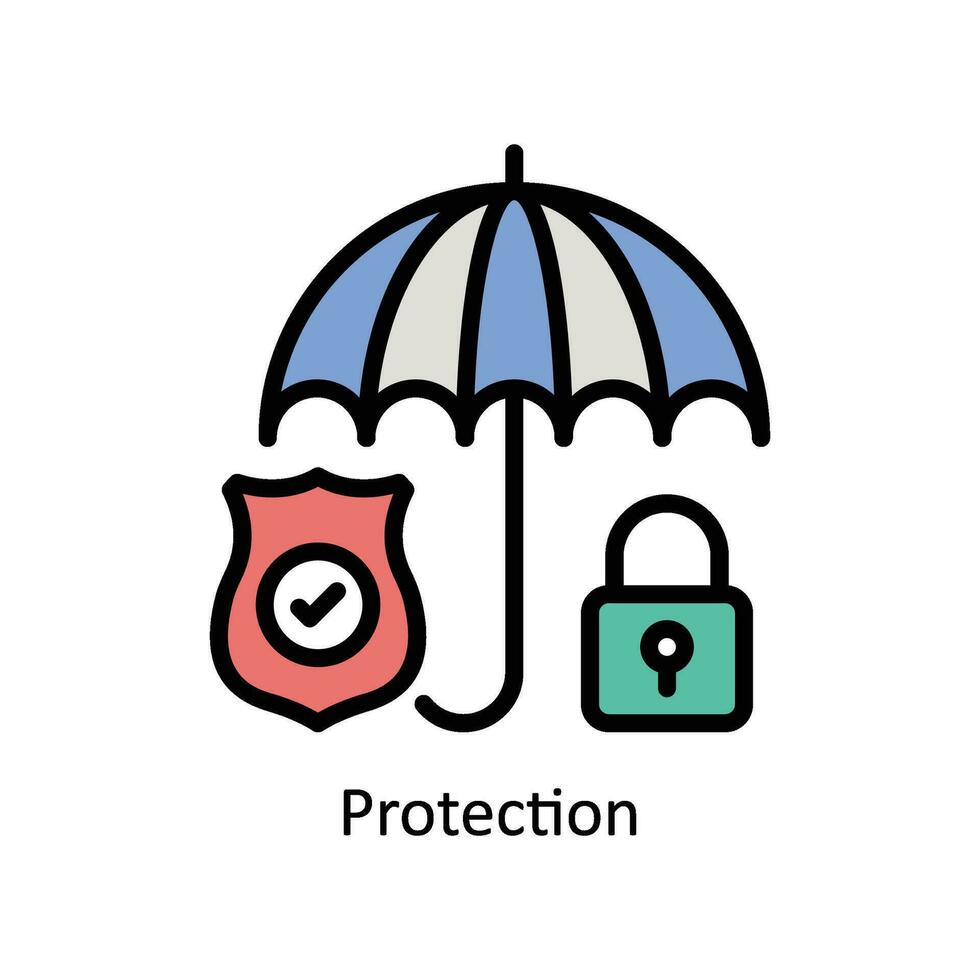 Protection vector Filled outline icon style illustration. EPS 10 File