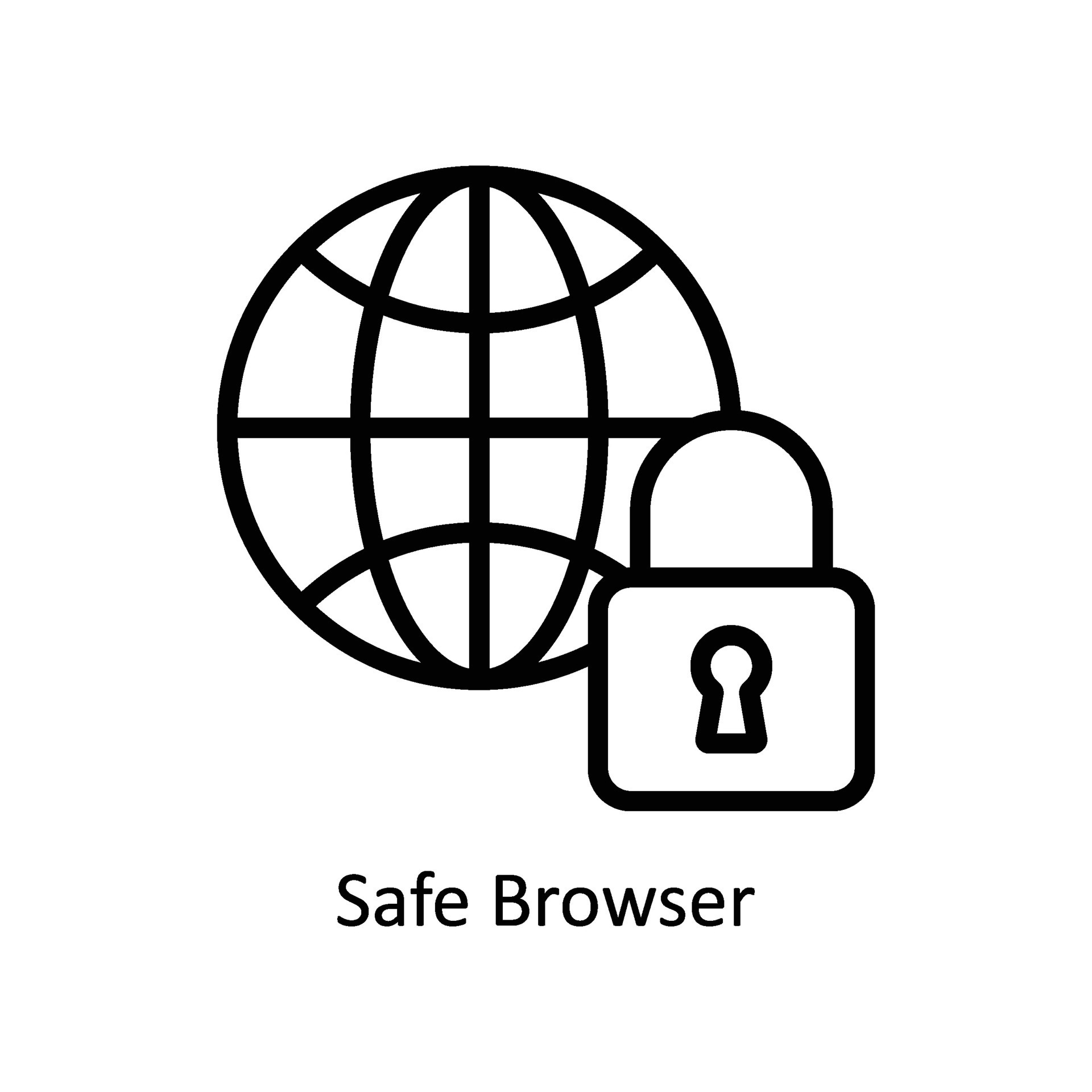 Safe Browser vector outline icon style illustration. EPS 10 File