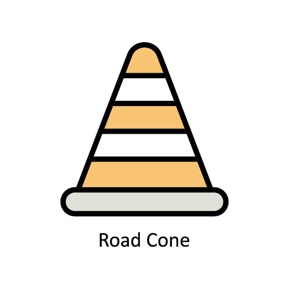 Road Cone  vector Filled outline icon style illustration. EPS 10 File