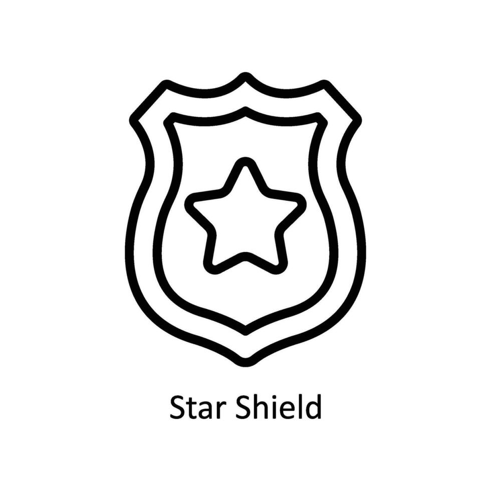 Star Shield vector  outline icon style illustration. EPS 10 File