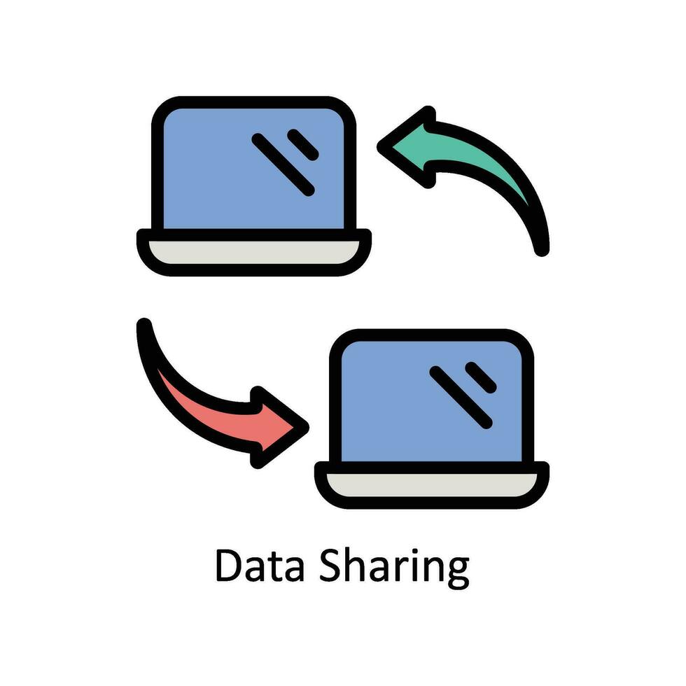 Data Sharing vector Filled outline icon style illustration. EPS 10 File