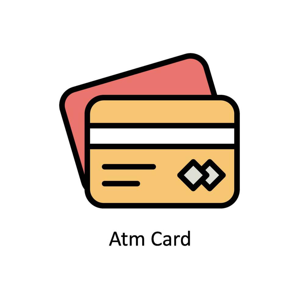 Atm Card  vector Filled outline icon style illustration. EPS 10 File