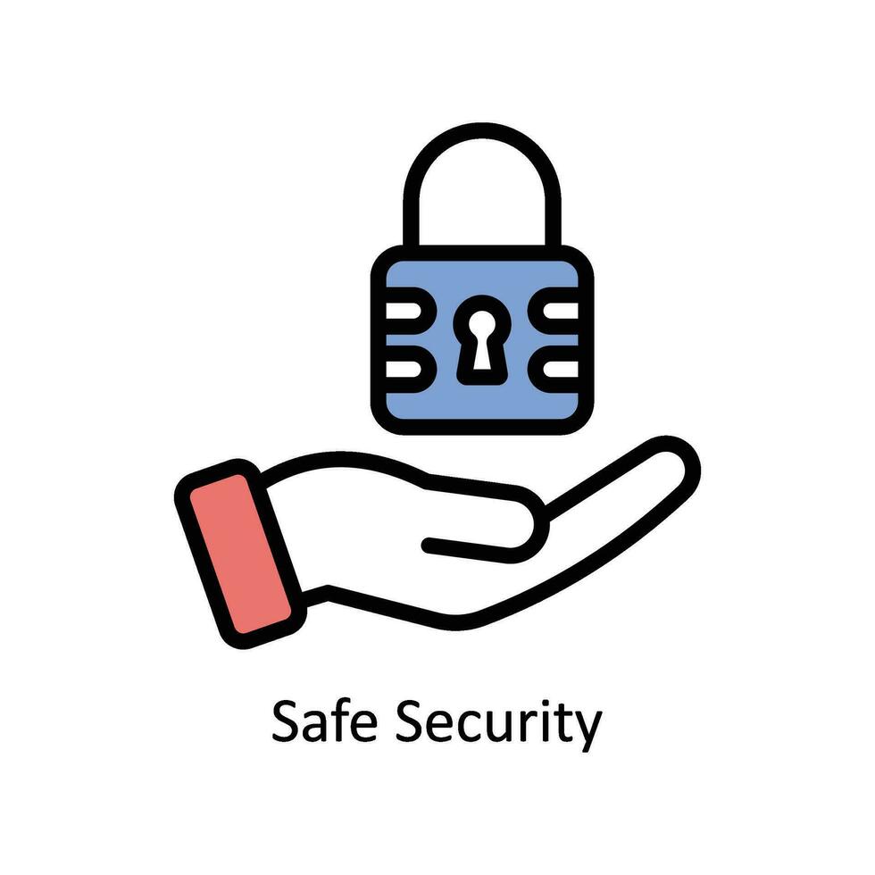seguro seguridad vector lleno contorno icono estilo ilustración. eps 10 archivo