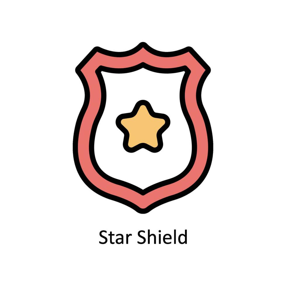 Star Shield vector Filled outline icon style illustration. EPS 10 File