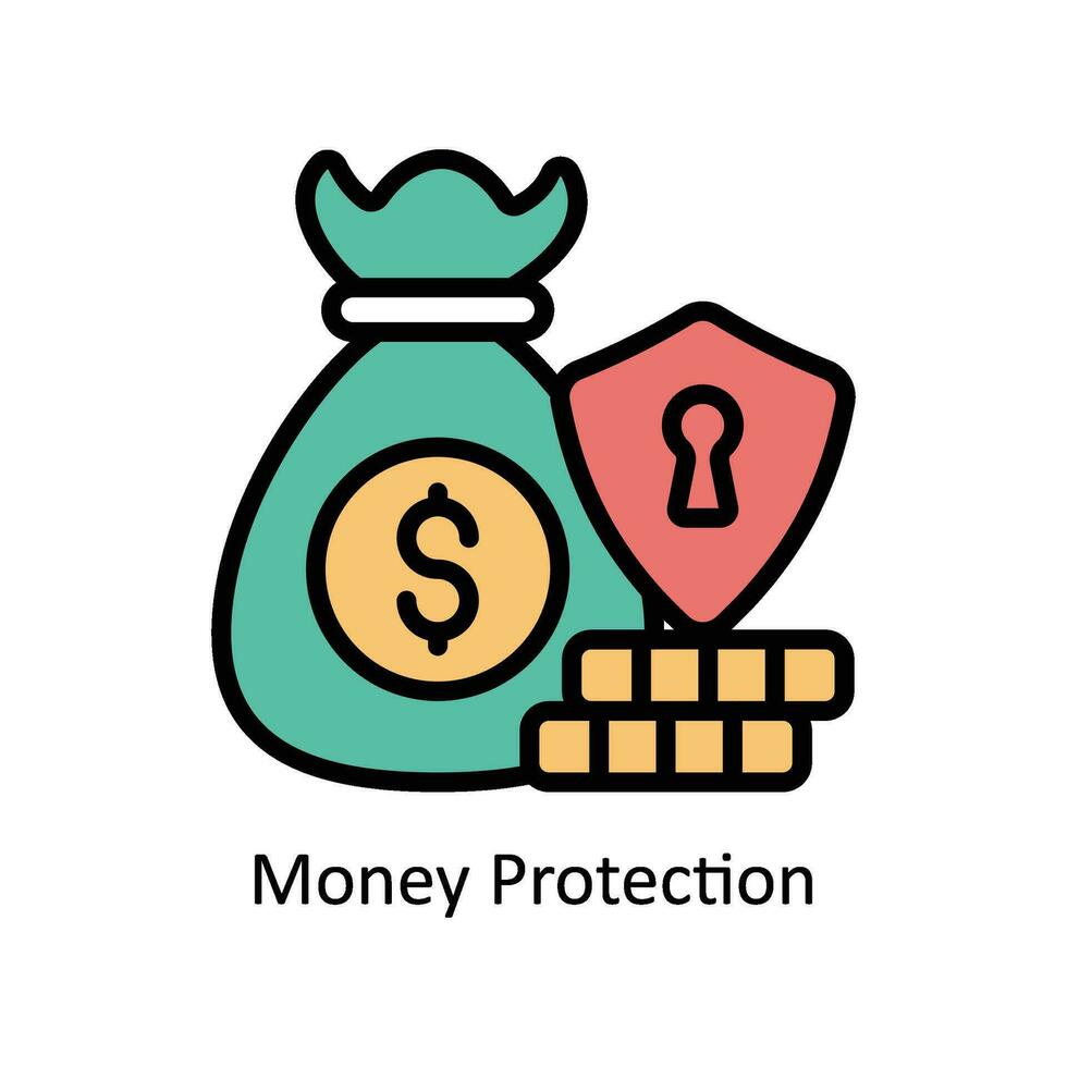 Money Protection vector Filled outline icon style illustration. EPS 10 File