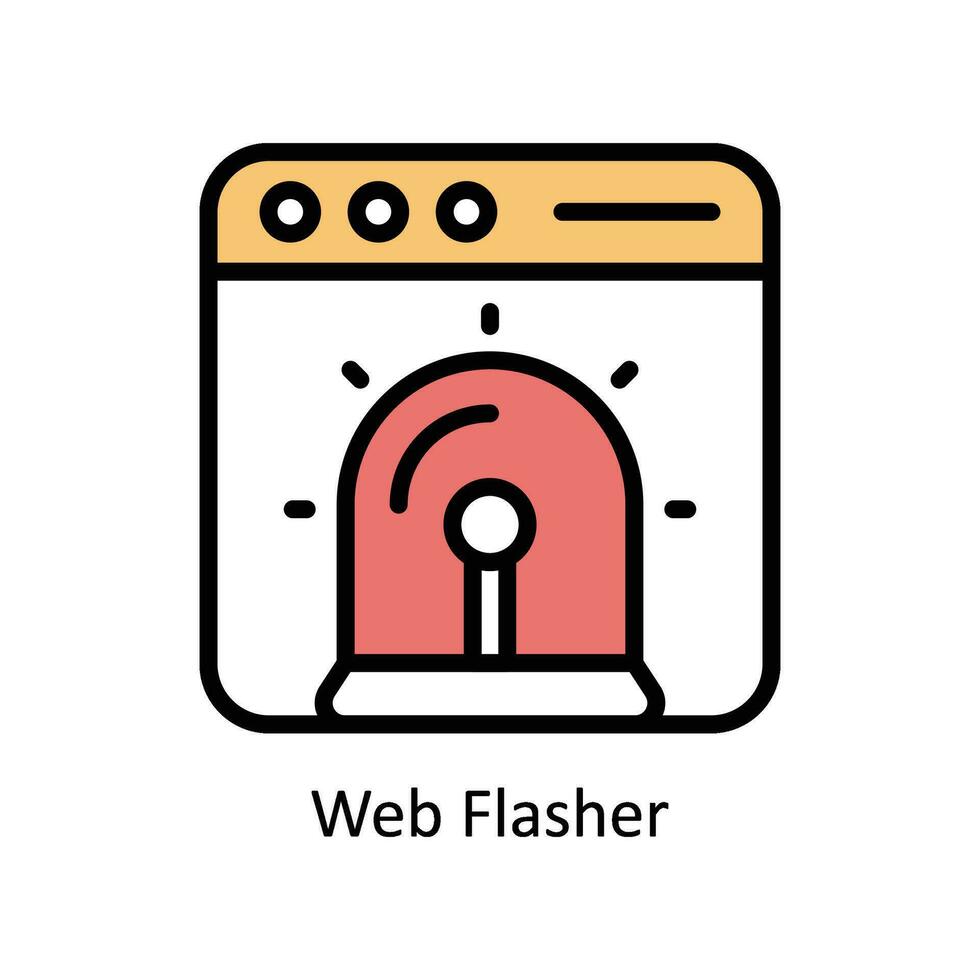 Web Flasher vector Filled outline icon style illustration. EPS 10 File