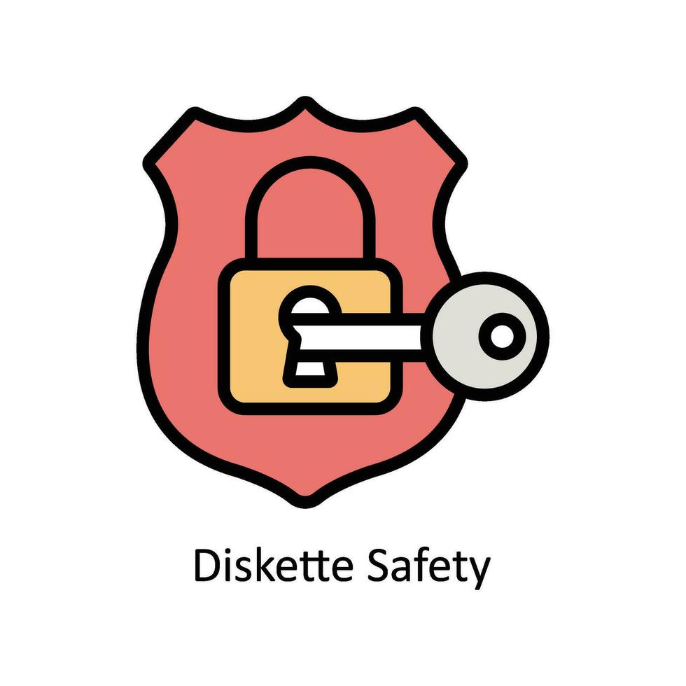 Diskette Safety  vector Filled outline icon style illustration. EPS 10 File