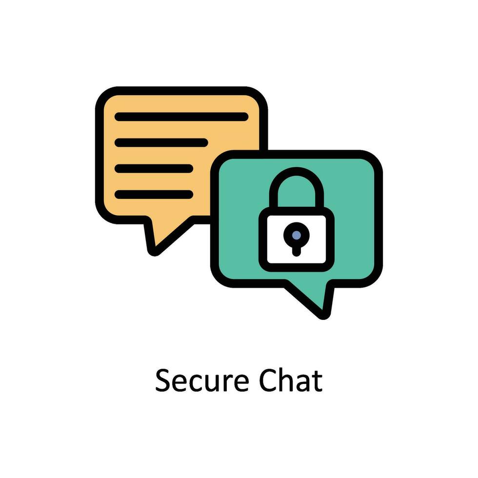 Secure Chat  vector Filled outline icon style illustration. EPS 10 File