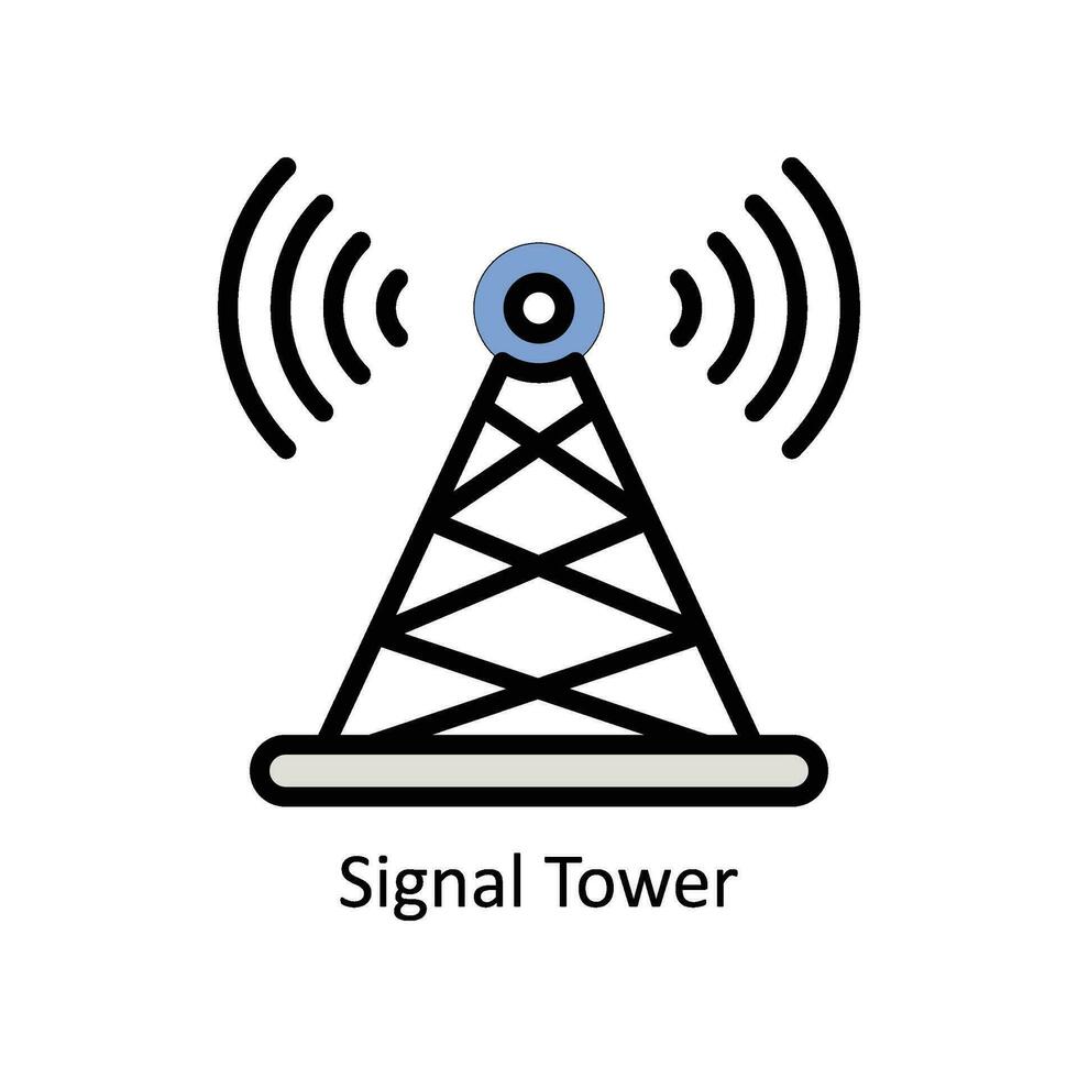 señal torre vector lleno contorno icono estilo ilustración. eps 10 archivo