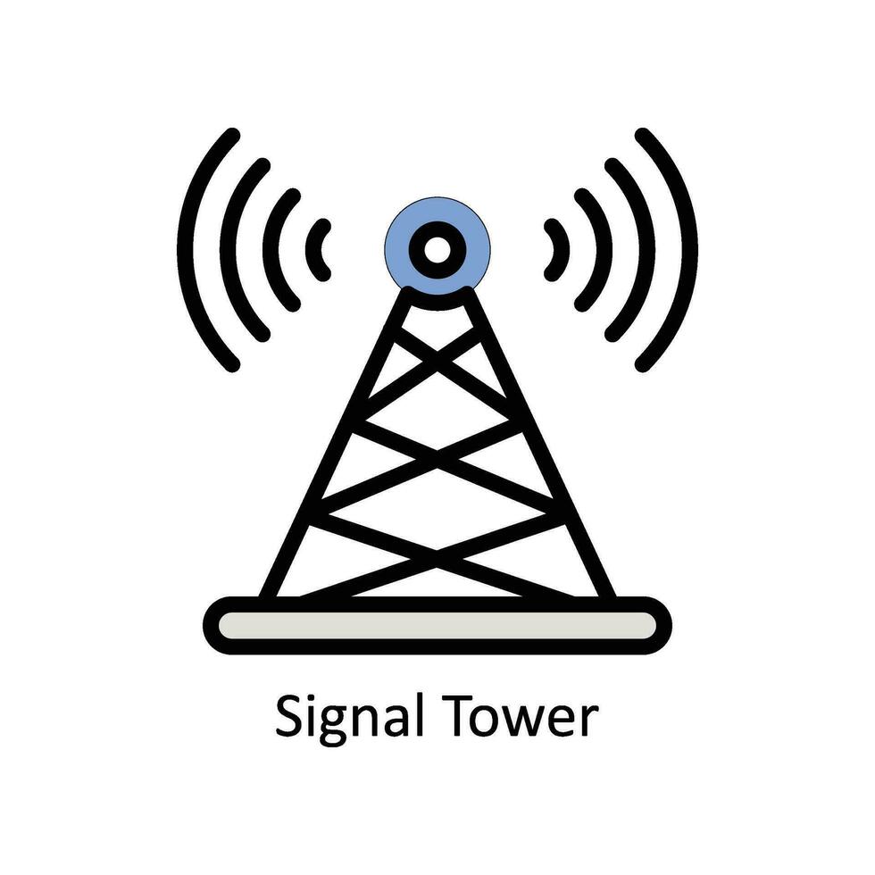 Signal Tower vector Filled outline icon style illustration. EPS 10 File