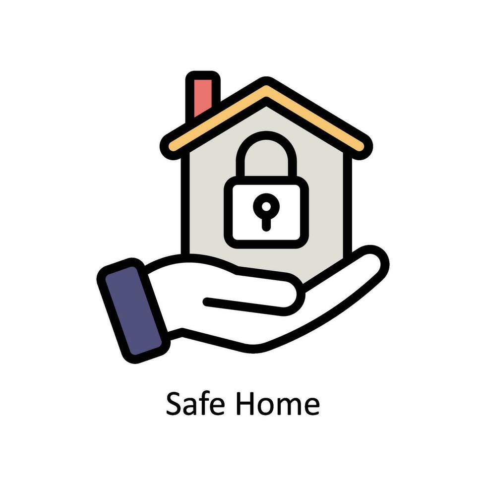 Safe home vector Filled outline icon style illustration. EPS 10 File
