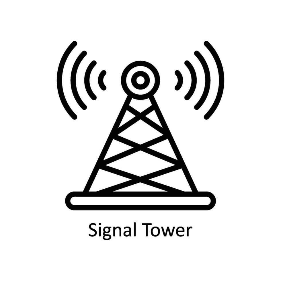 Signal Tower vector  outline icon style illustration. EPS 10 File