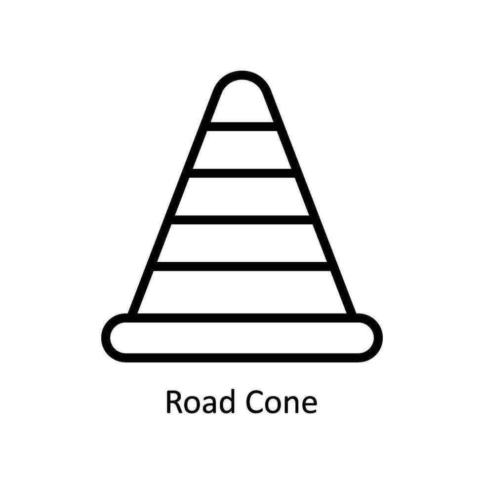 Road Cone  vector  outline icon style illustration. EPS 10 File