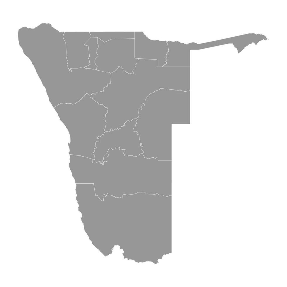 Namibia with administrative divisions. Vector illustration.