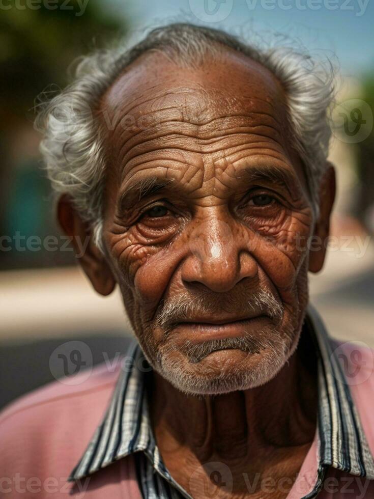 AI generated Portrait of an old Latin American man photo