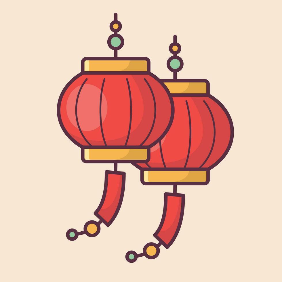 Chinese Lunar New Year celebration traditional holiday icon vector art materials. colorful and neat design