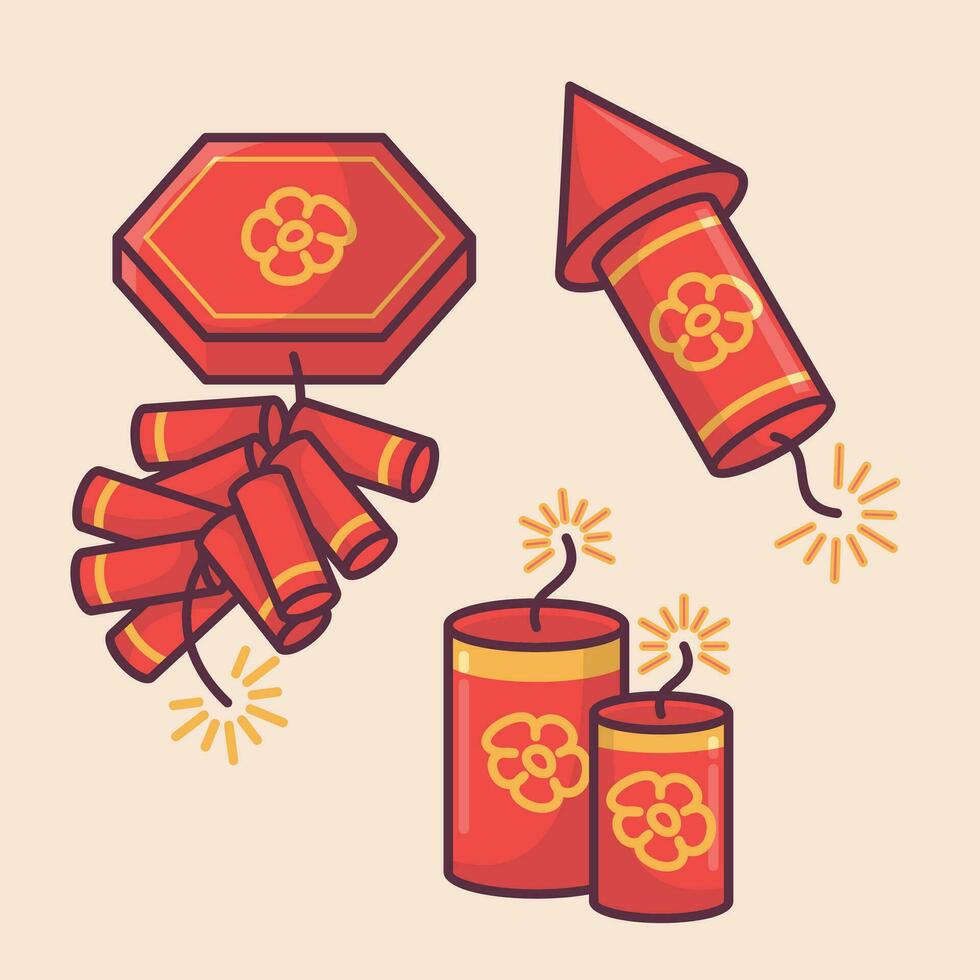 Chinese Lunar New Year celebration traditional holiday icon vector art materials. colorful and neat design