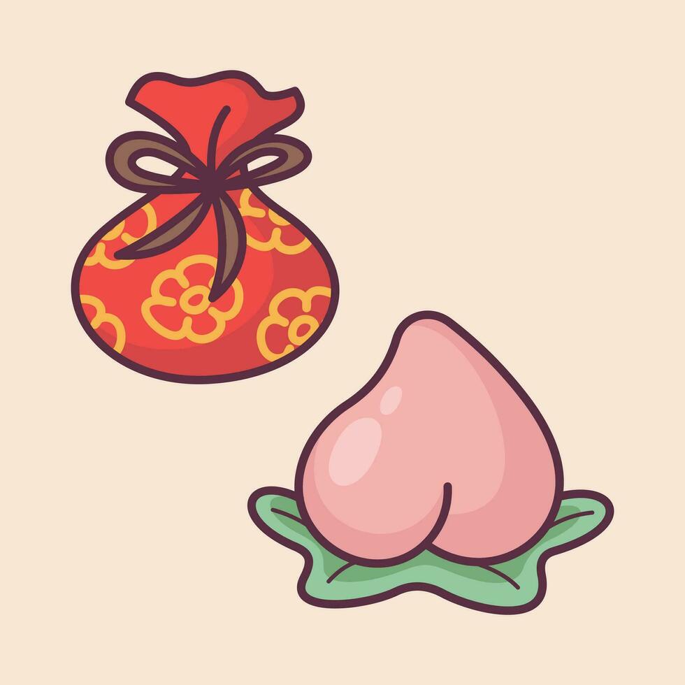Chinese Lunar New Year celebration traditional holiday icon vector art materials. colorful and neat design