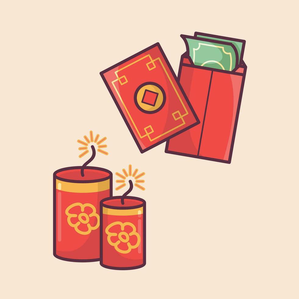Chinese Lunar New Year celebration traditional holiday icon vector art materials. colorful and neat design