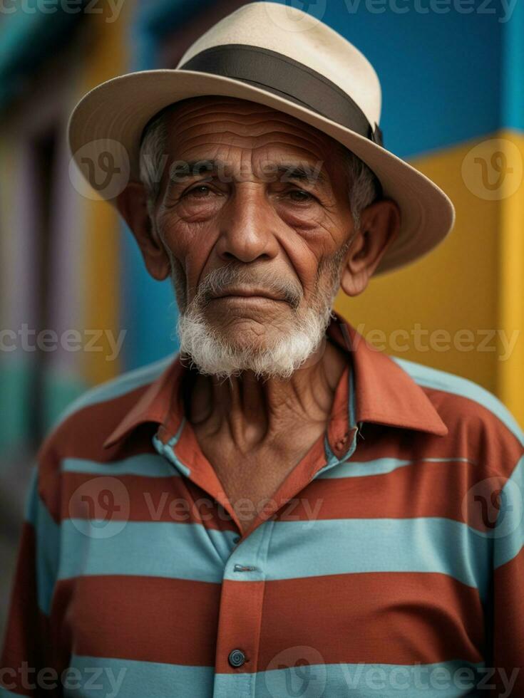 AI generated Portrait of an old Latin American man photo