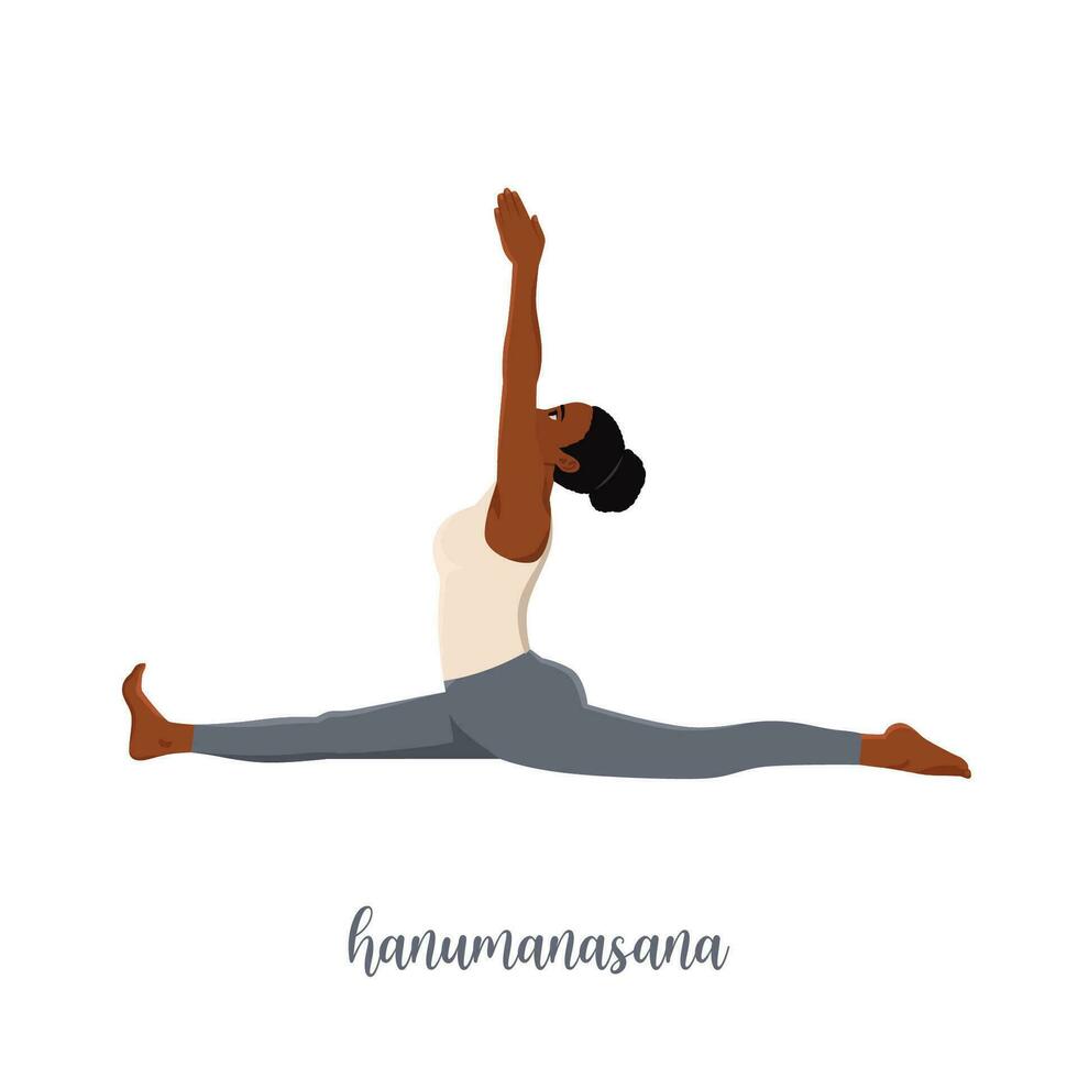 Woman doing yoga pose,Monkey Pose is an asana in hatha yoga, hanumanasana pose. vector