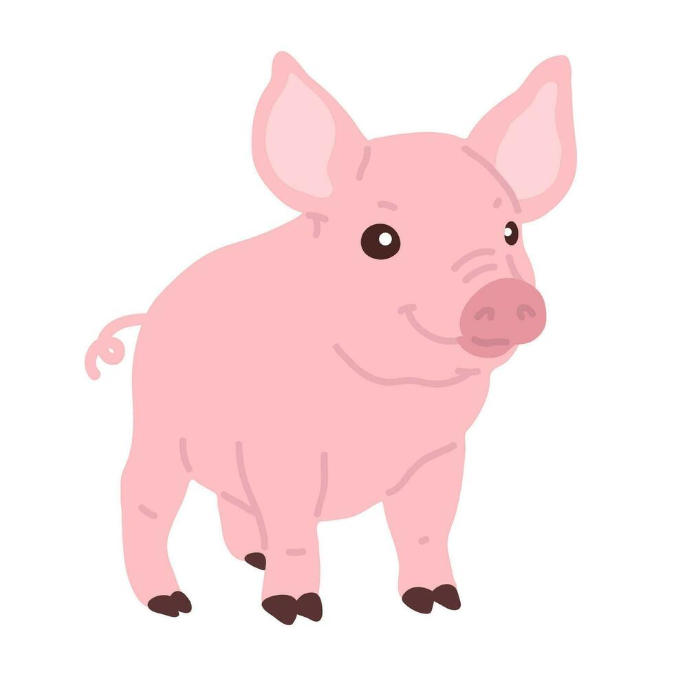 cartoon doodle pig vector