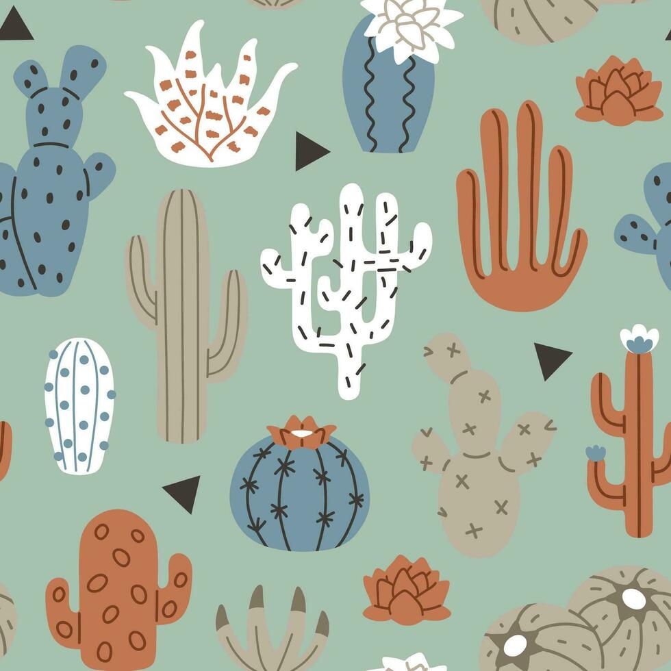 background pattern with cactus vector