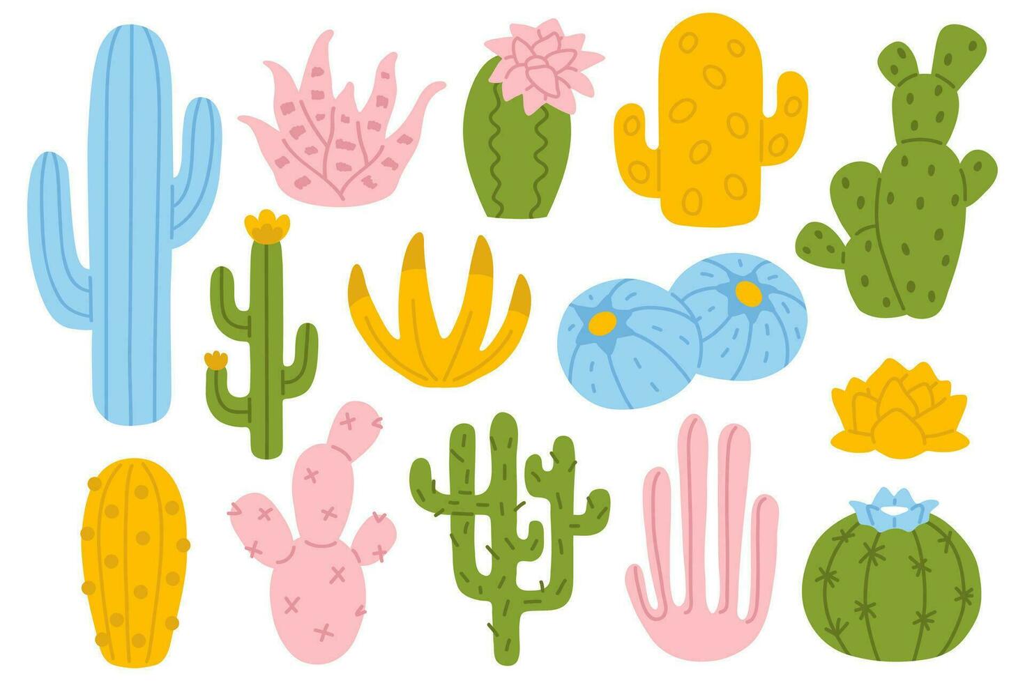 set of cactus vector
