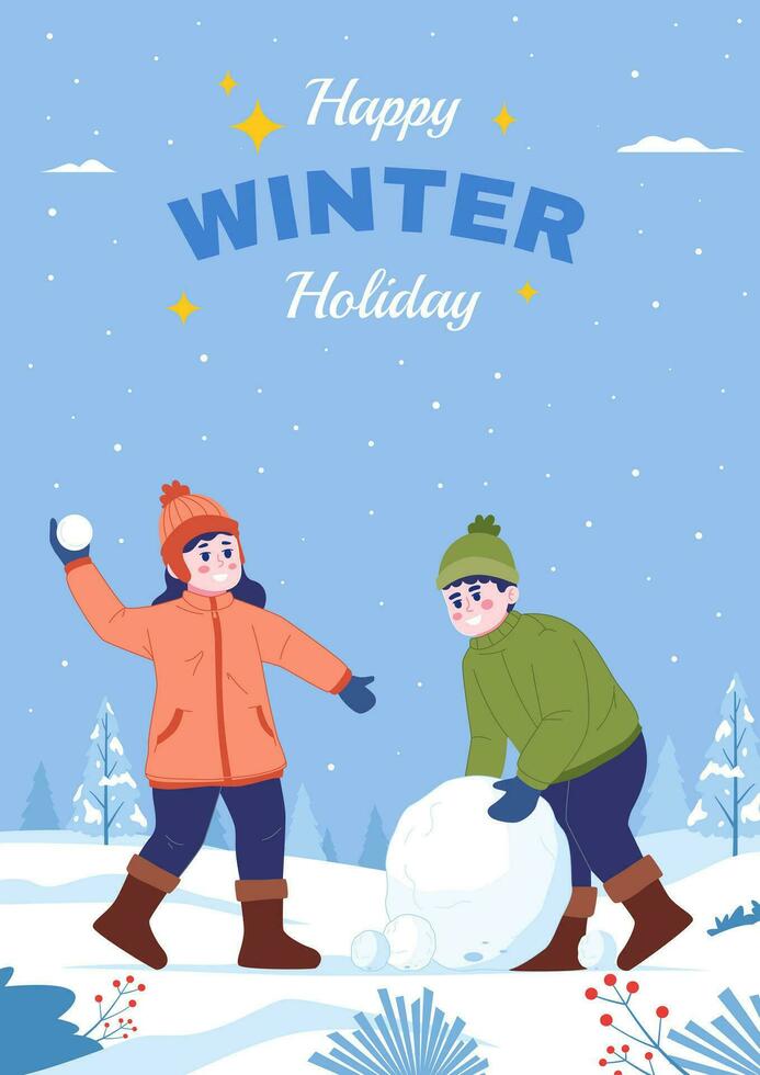 Happy Winter Holiday poster template vector