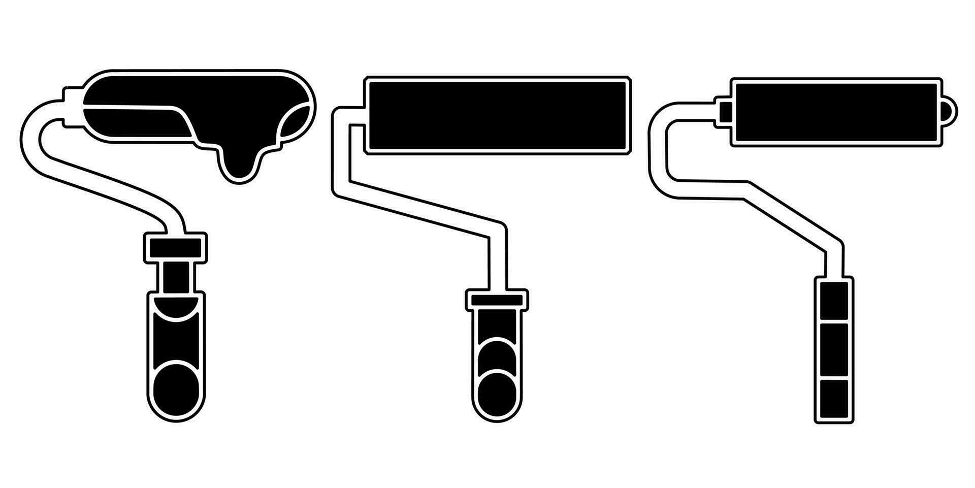 Paint roller icon collection. An illustration of a black paint roller icon. Stock vector. vector