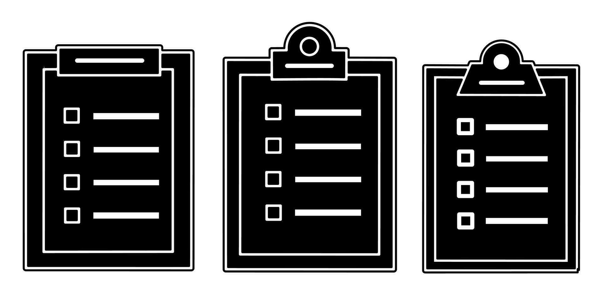 Clipboard icon collection. An illustration of a black clipboard icon. Stock vector. vector