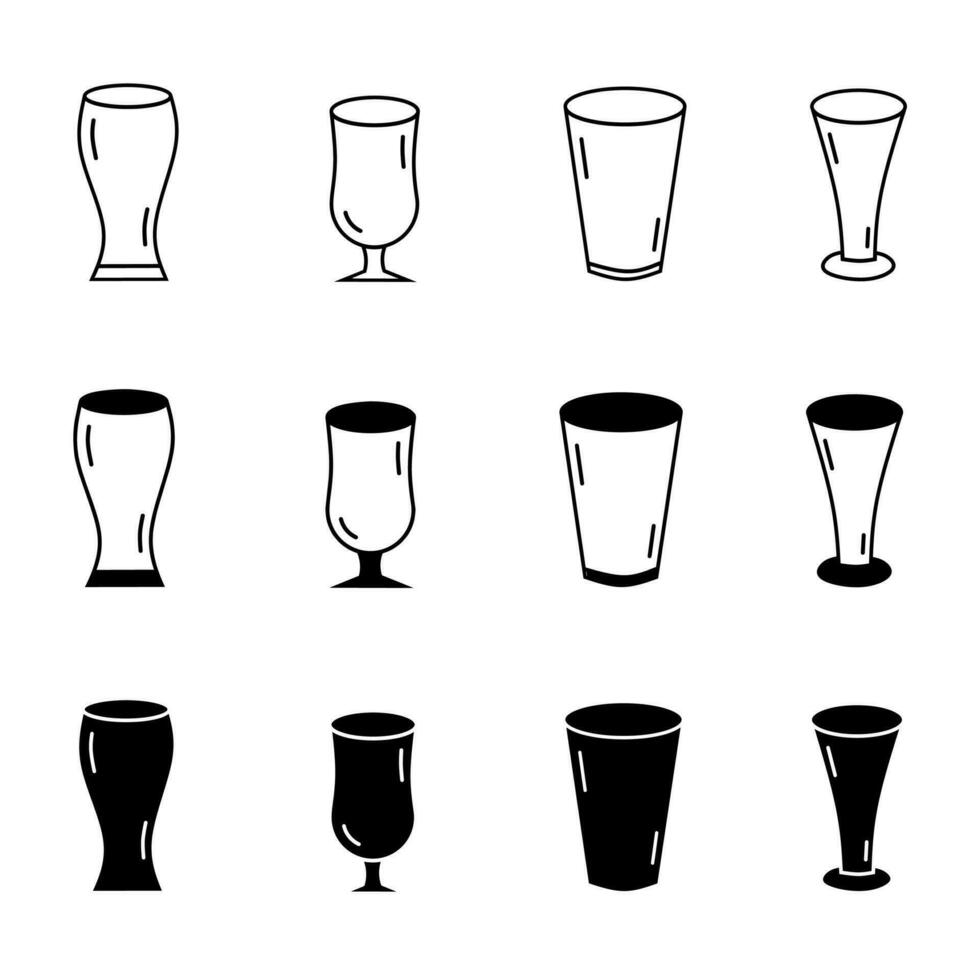 vaso icono ilustración recopilación. negro y blanco diseño icono para negocio. valores vector. vector