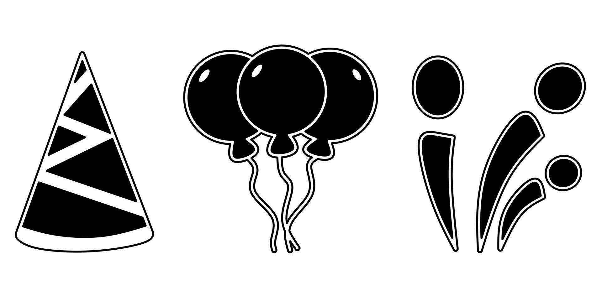 Celebration icon collection. An illustration of a black celebration icon. Stock vector. vector