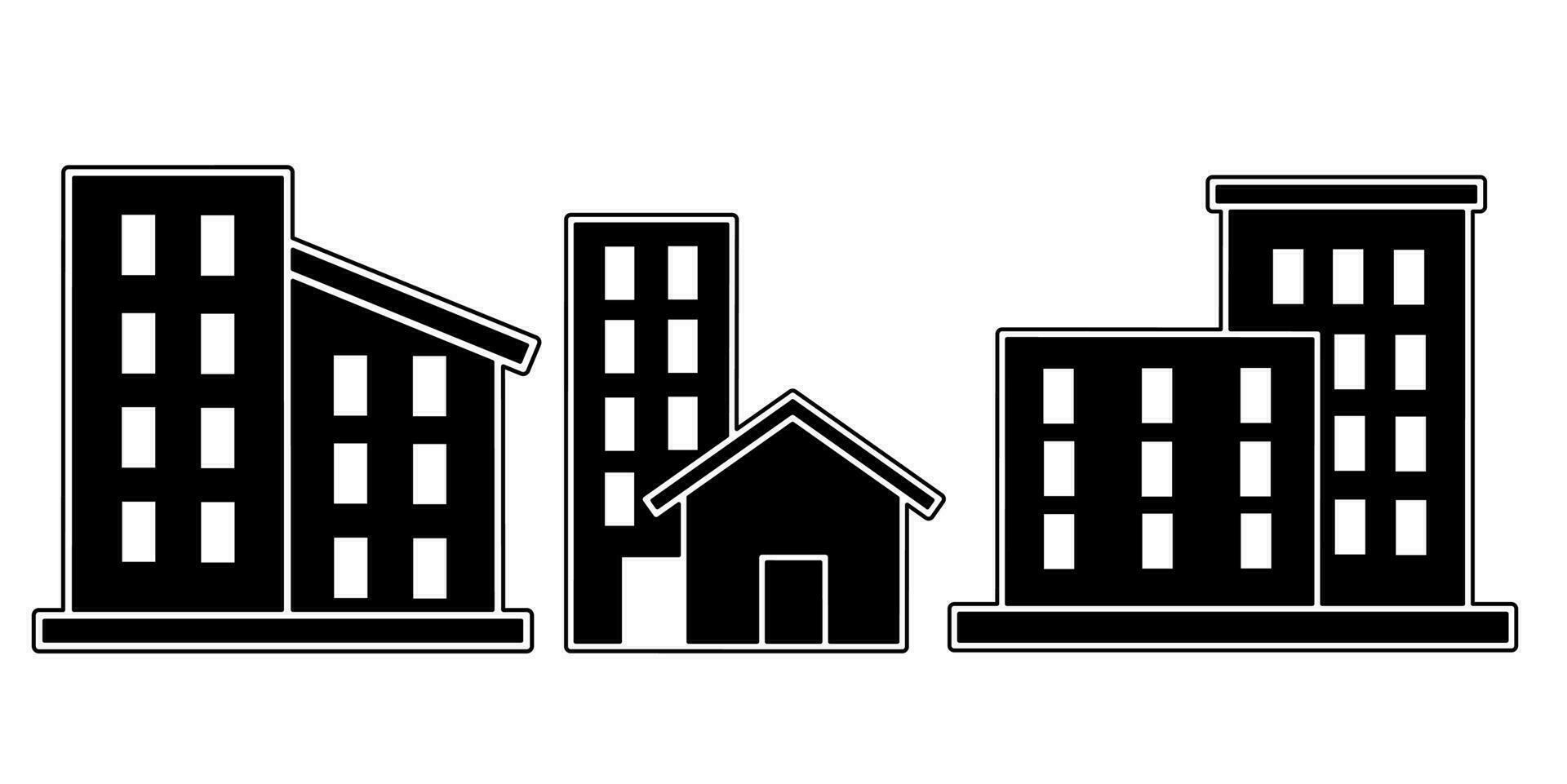 Building icon collection. An illustration of a black building icon. Stock vector. vector