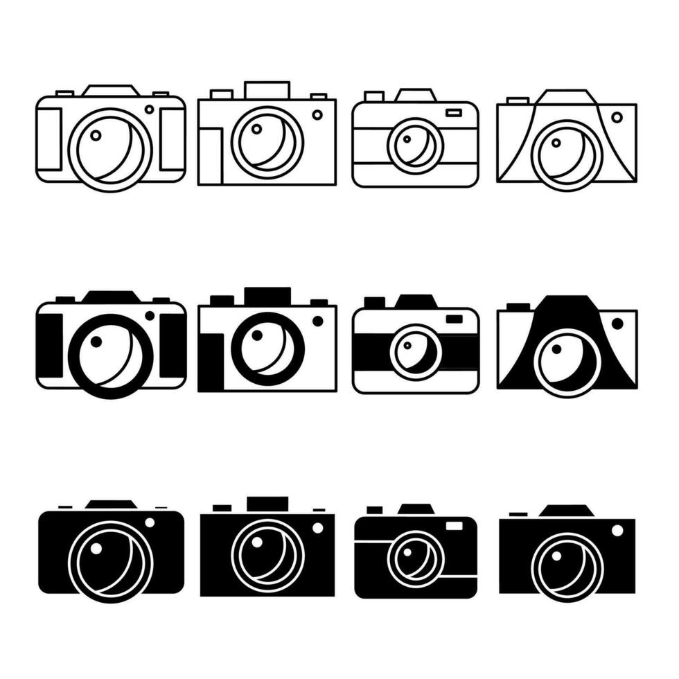 Cemera icon illustration collection. Black and white design icon for business. Stock vector. vector