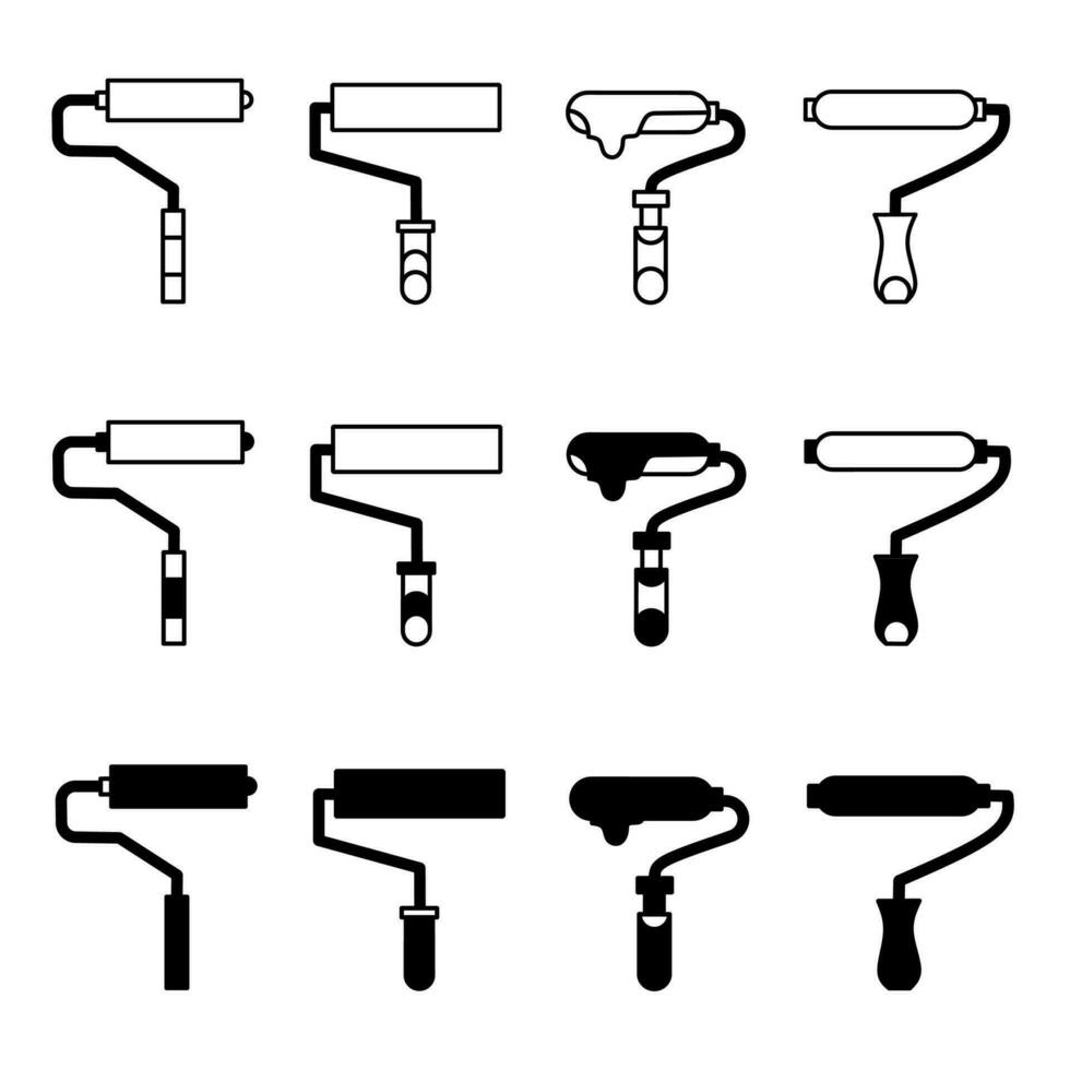 Paint roller icon illustration collection. Design icon for business. Stock vector. vector