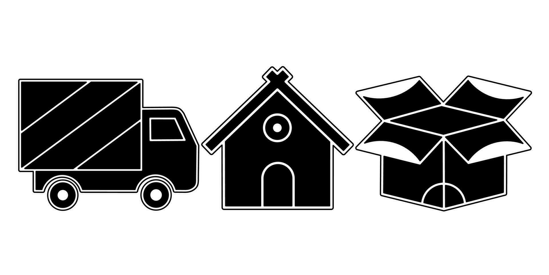 Delivery icon collection. An illustration of a black delivery icon. Stock vector. vector