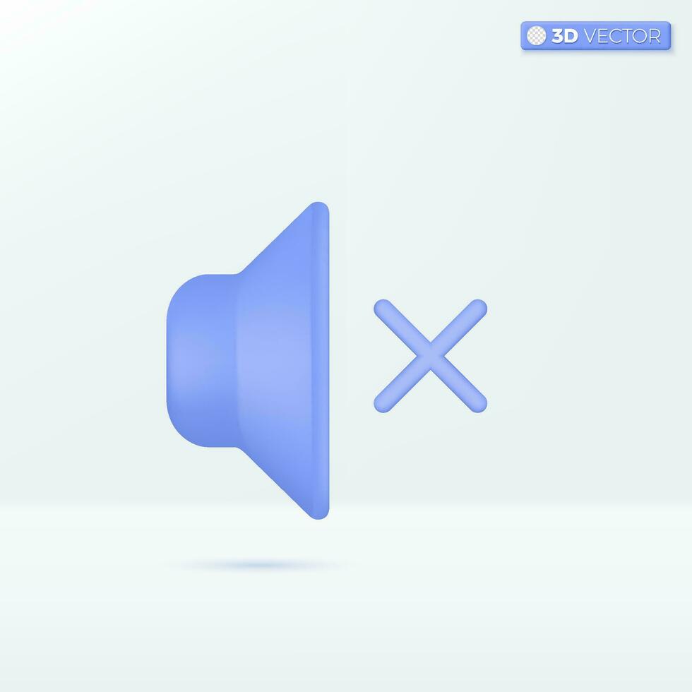 Sound Speaker Mute icon symbols. metalic max volume, loud and quiet, voice and audio concept. 3D vector isolated illustration design. Cartoon pastel Minimal style. You can used for ux, ui, print ad.