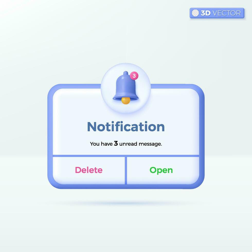 Reminder Notifications page banner icon symbols. advertising, Business planning, events, reminder letter online email concept. 3D vector isolated illustration design. Cartoon pastel Minimal style.