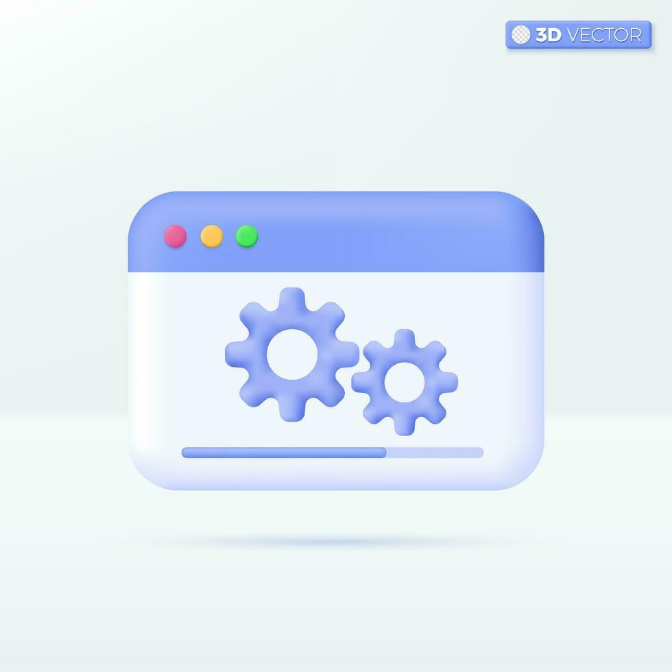 System update icon symbols. Coding language, Web page Development, Programming, Software concept. 3D vector isolated illustration design. Cartoon pastel Minimal style. for mobile app, ux, ui, print ad