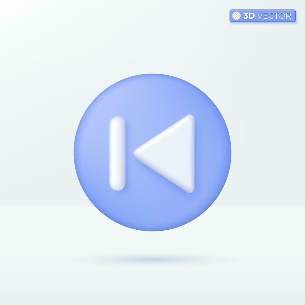 Rewind icon symbols. music button, play video or audio, streaming, multimedia concept. 3D vector isolated illustration design. Cartoon pastel Minimal style. You can used for design ux, ui, print ad.