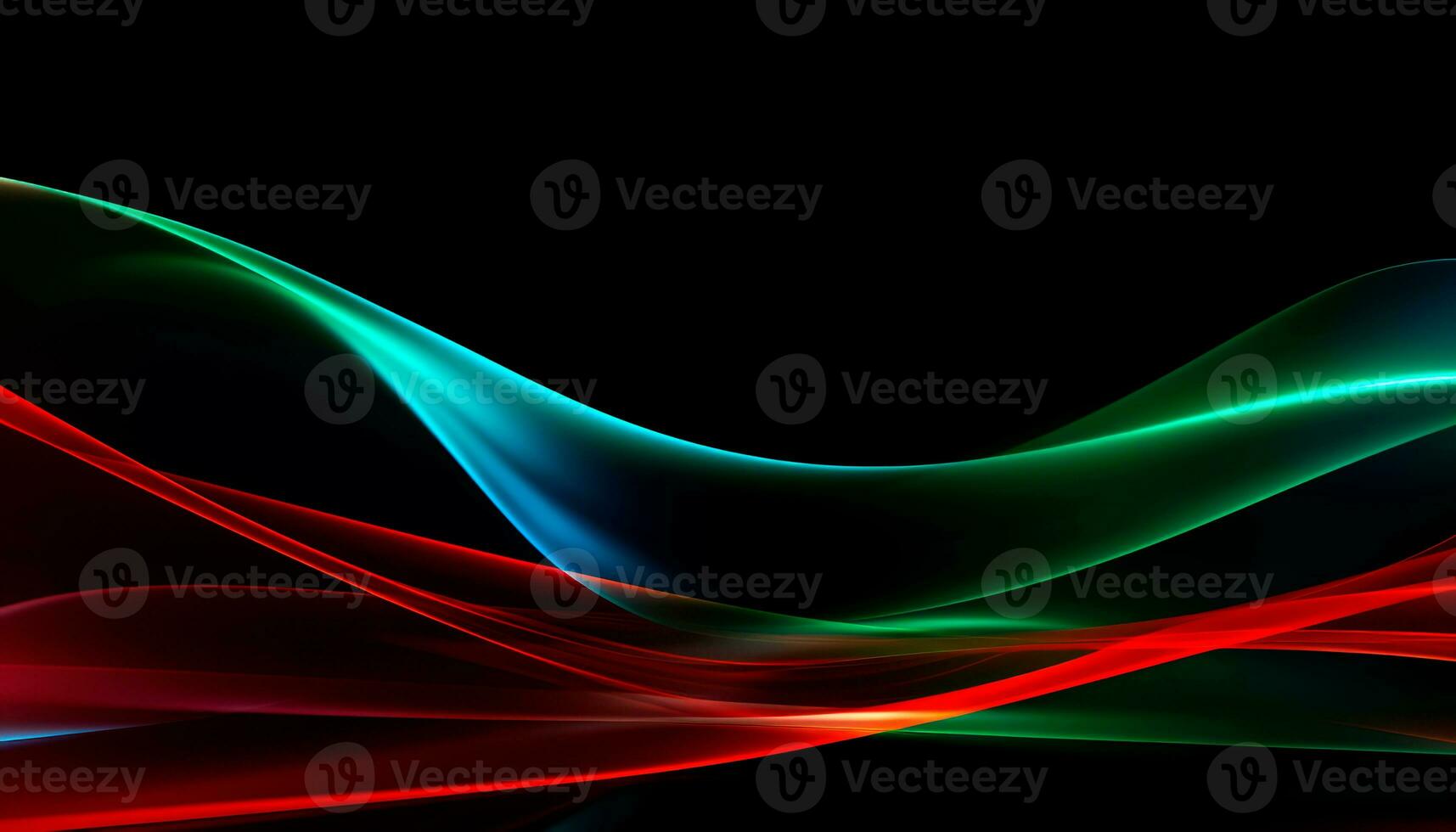 AI generated Abstract digital electric light motion background. Futuristic wallpaper with red and green neon glowing. Data transfer concept. photo
