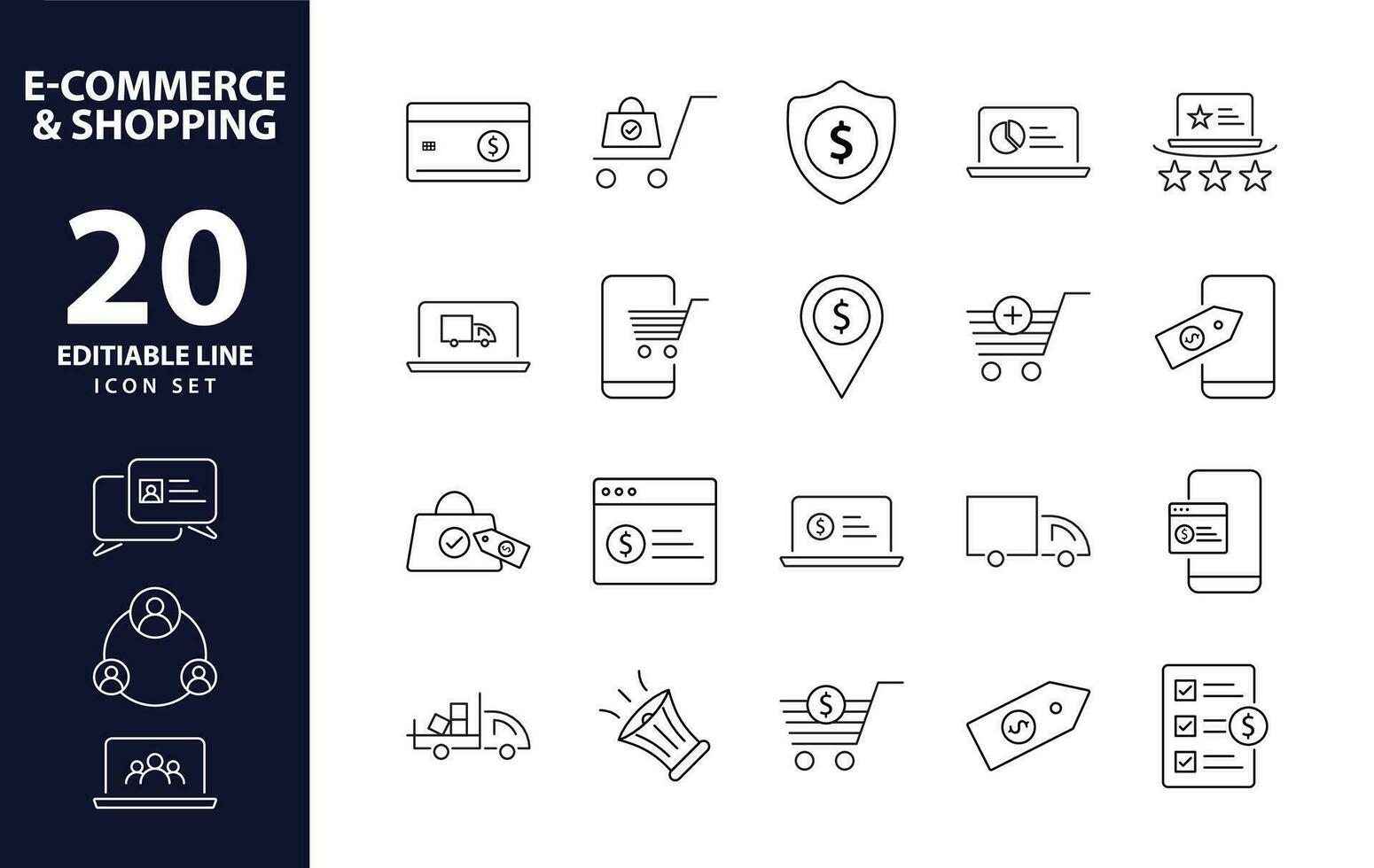 Streamlined e-commerce experience a distinctive set of minimal thin line web icons for online shopping and efficient delivery comprehensive outline icons collection in simple vector illustration