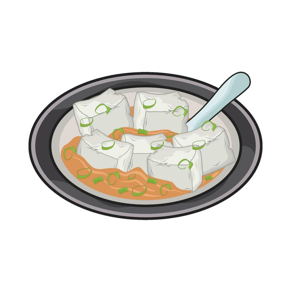 ilustración de tofu sopa vector