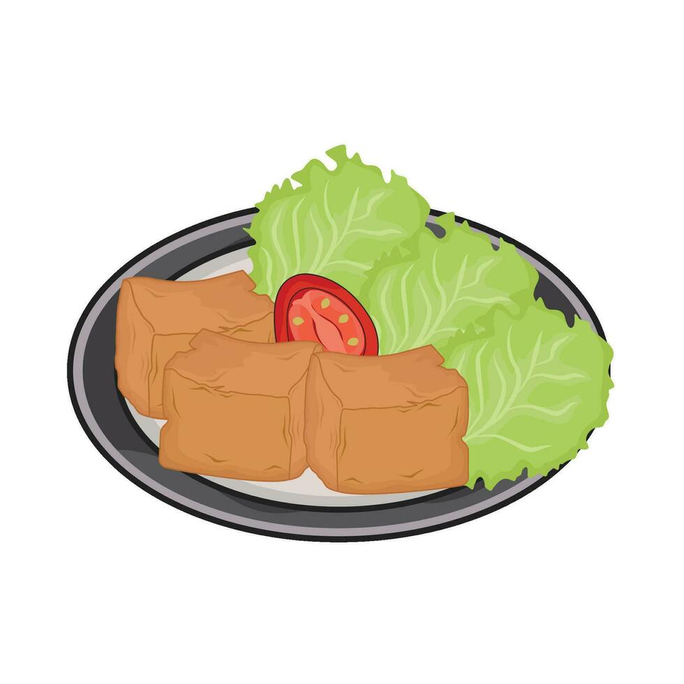 ilustración de frito tofu vector