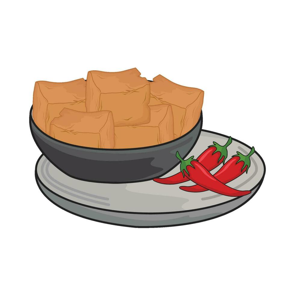 illustration of fried tofu vector